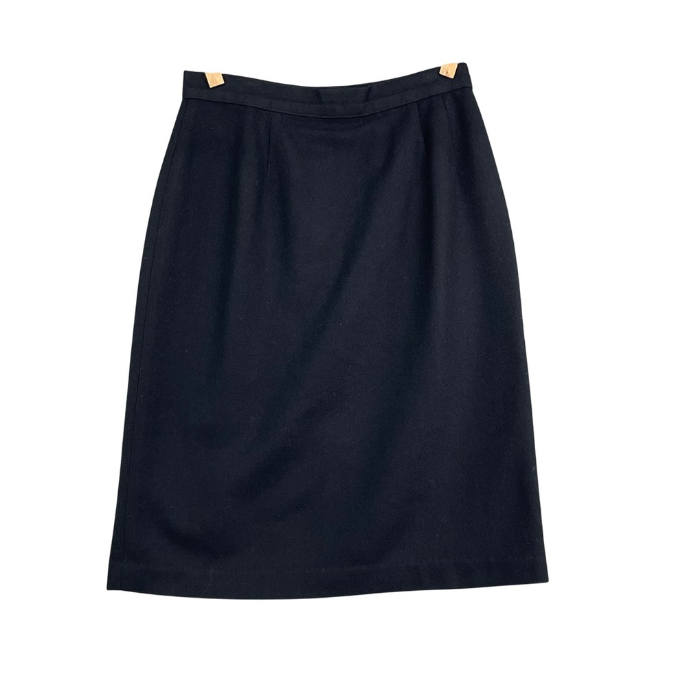 Block‎ Island Pencil Skirt Womens 12P Black 100% Wool Petites Marina Pappas